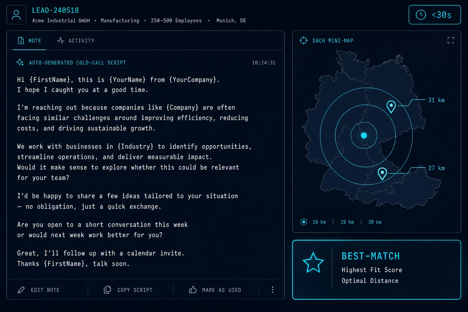 Automatisch generiertes Cold-Call Briefing